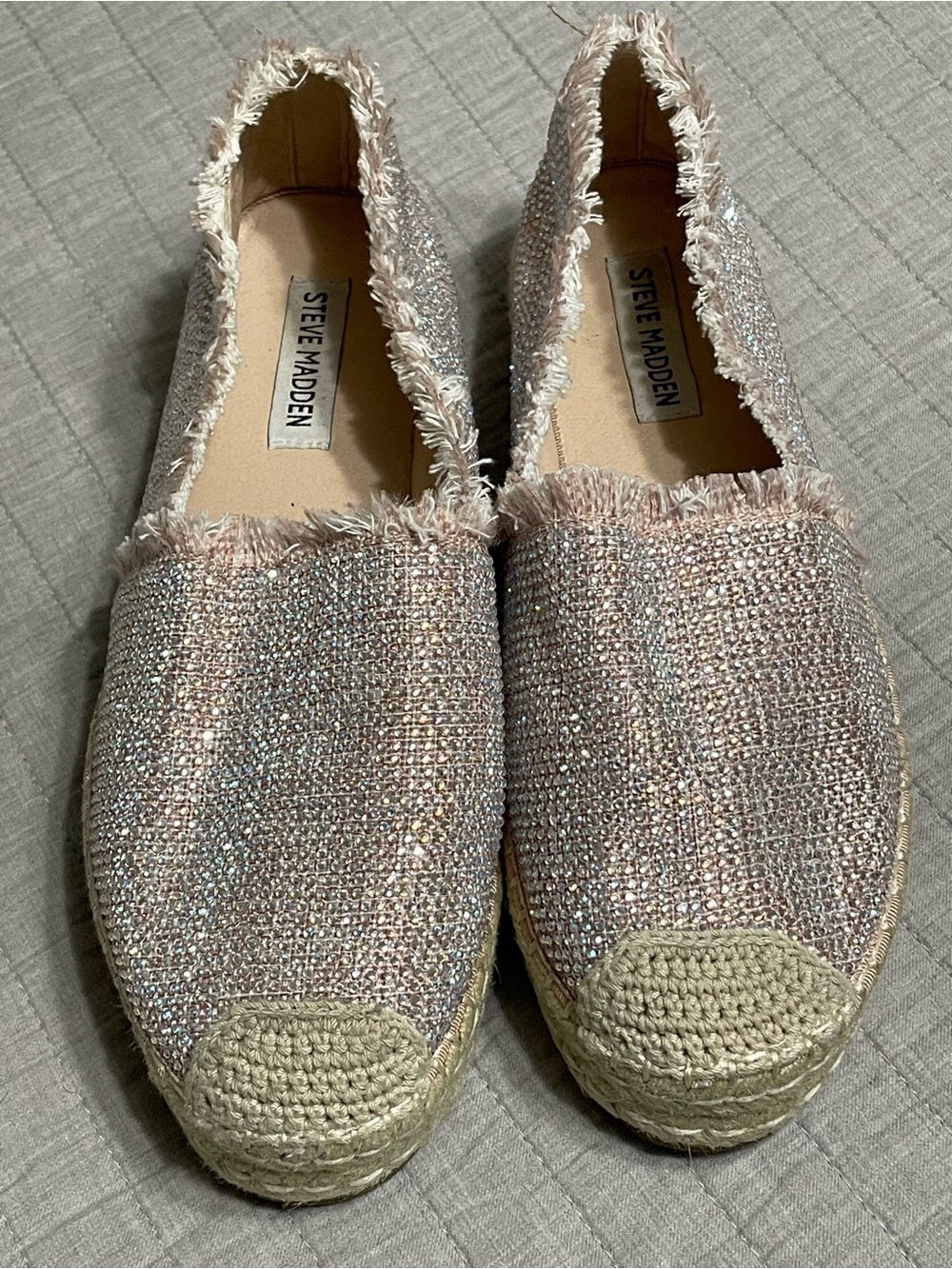 Steve Madden Samara Rhinestone Espadrille Pull On Platform Sneaker Women’s Sz 8